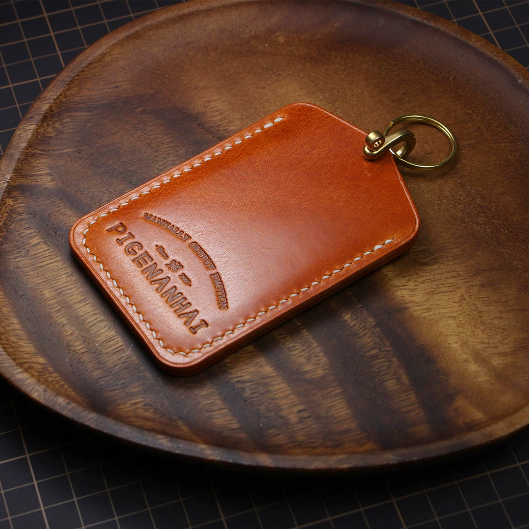 Handmade Full-Grain Cowhide Leather Keychain Set – 3 Shapes