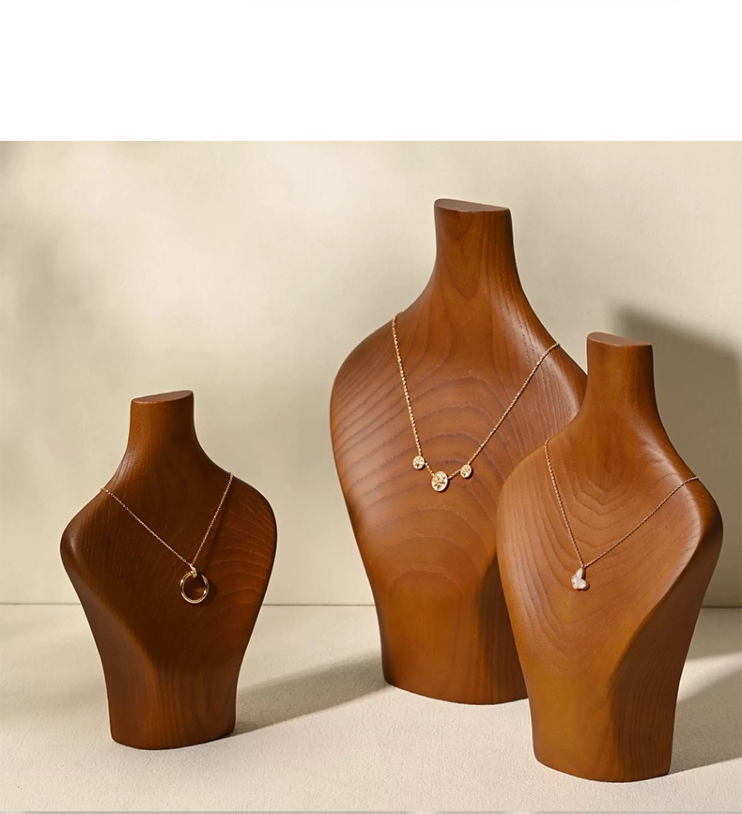 Elegant Solid Wood Jewelry Bust Stand