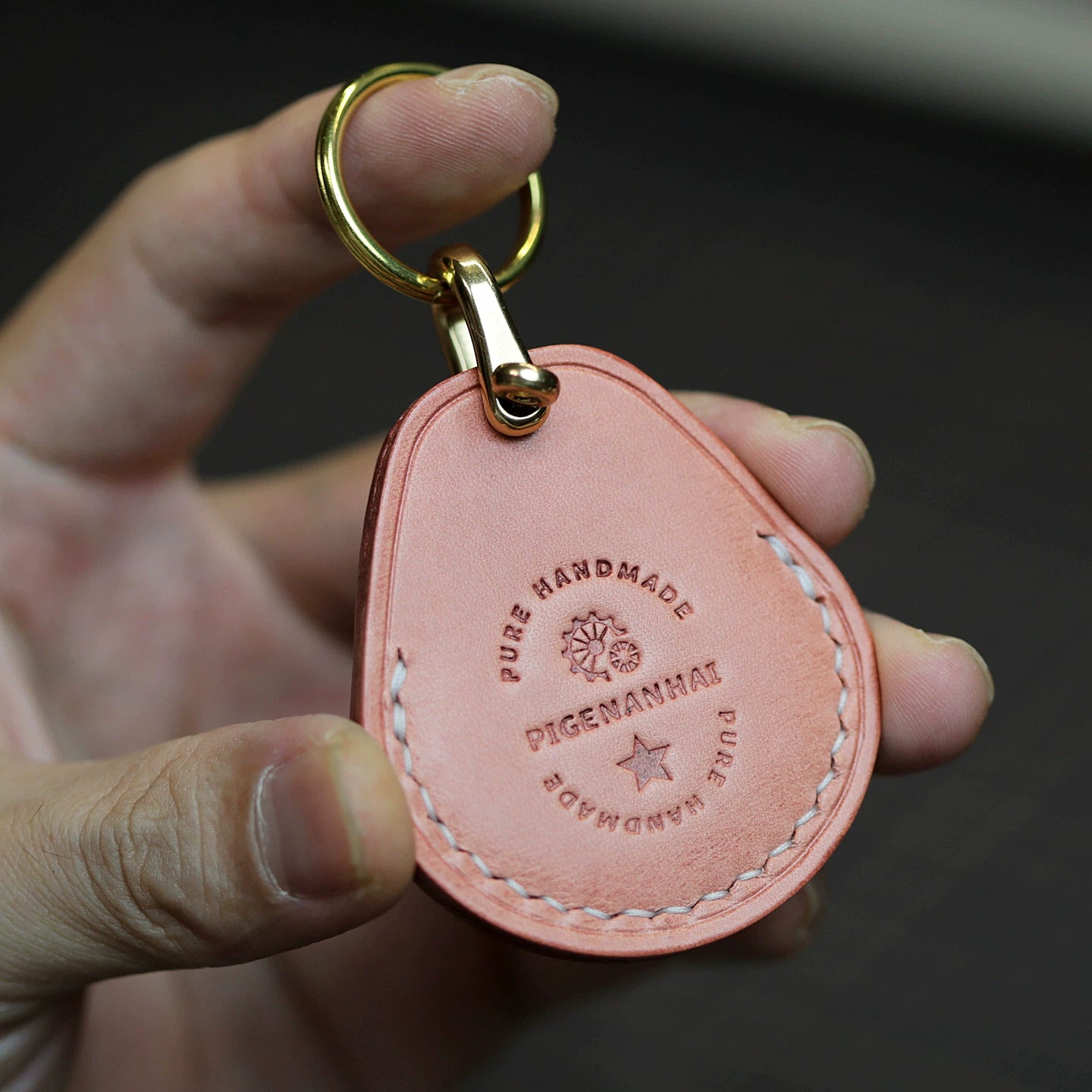 Handmade Full-Grain Cowhide Leather Keychain Set – 3 Shapes