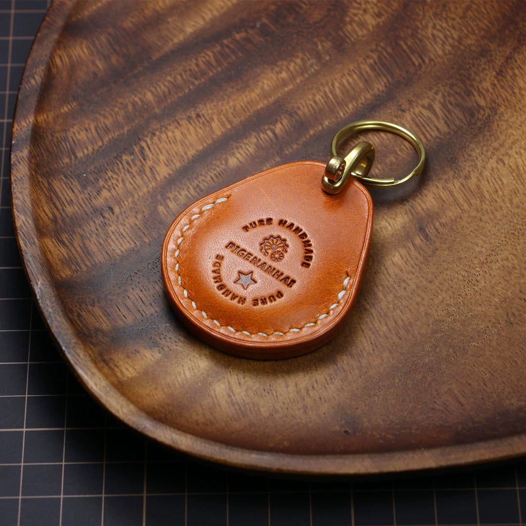 Handmade Full-Grain Cowhide Leather Keychain Set – 3 Shapes