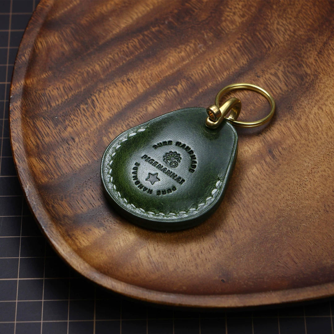 Handmade Full-Grain Cowhide Leather Keychain Set – 3 Shapes