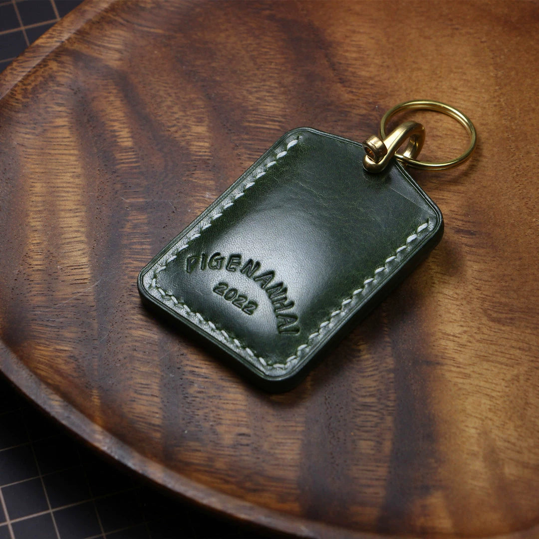 Handmade Full-Grain Cowhide Leather Keychain Set – 3 Shapes