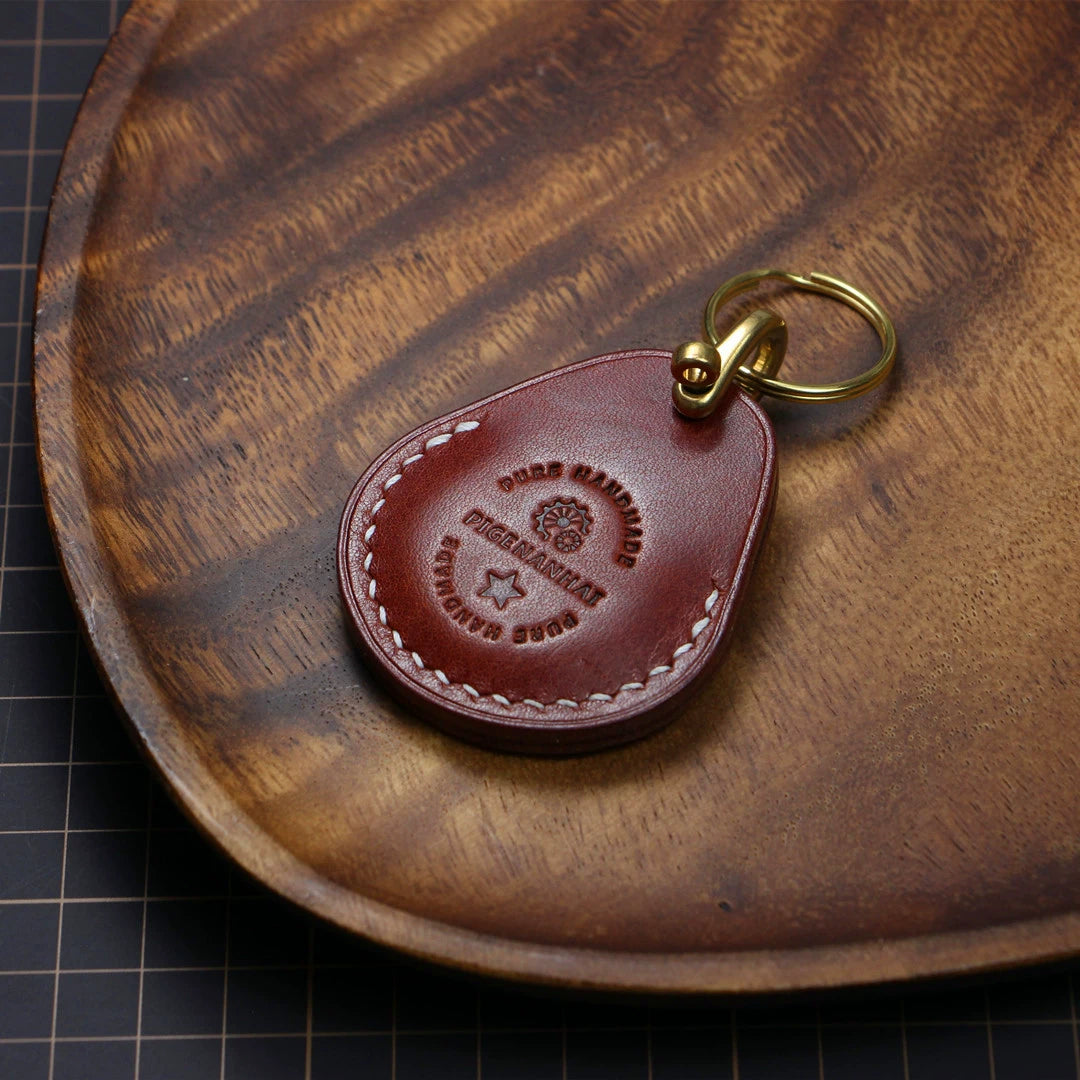 Handmade Full-Grain Cowhide Leather Keychain Set – 3 Shapes