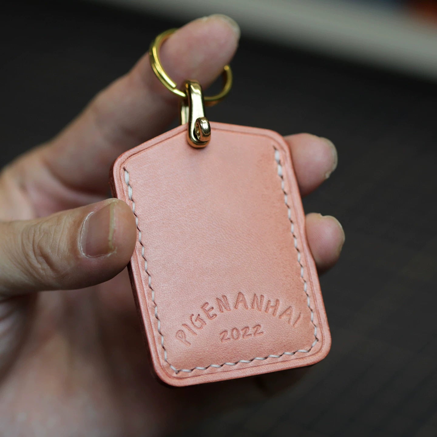 Handmade Full-Grain Cowhide Leather Keychain Set – 3 Shapes