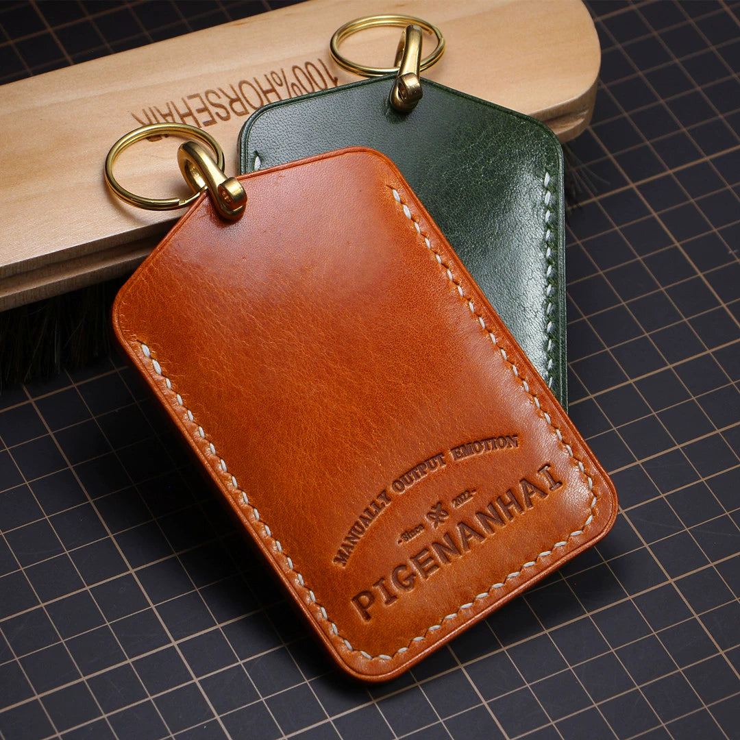Handmade Full-Grain Cowhide Leather Keychain Set – 3 Shapes
