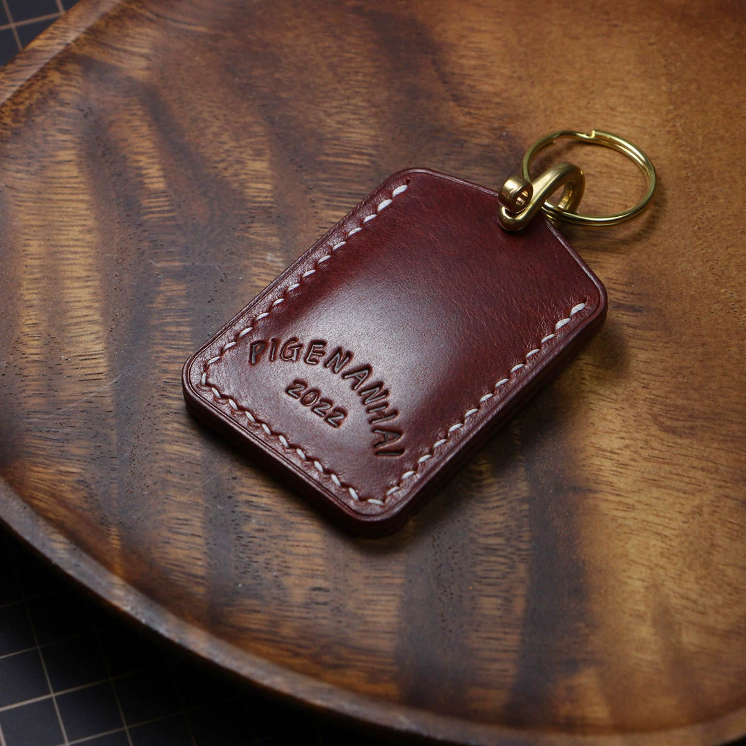 Handmade Full-Grain Cowhide Leather Keychain Set – 3 Shapes