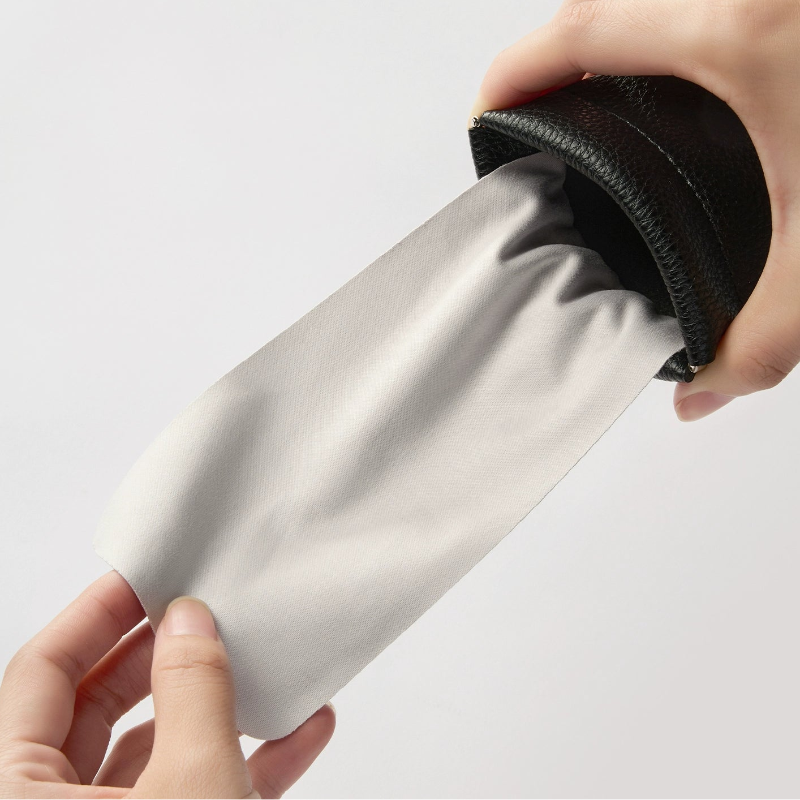 Slim Leather Glasses Case with Lychee Texture Protective Pouch