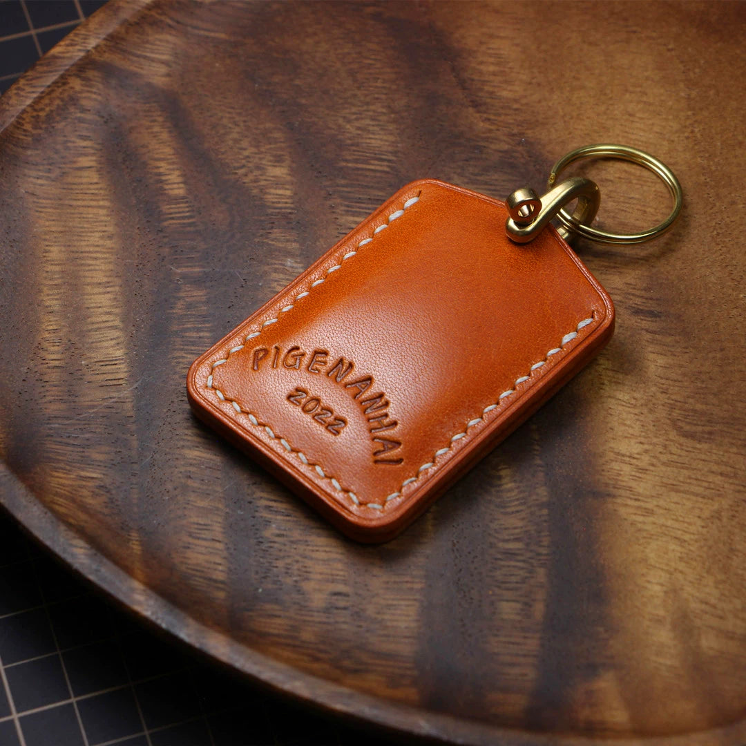 Handmade Full-Grain Cowhide Leather Keychain Set – 3 Shapes