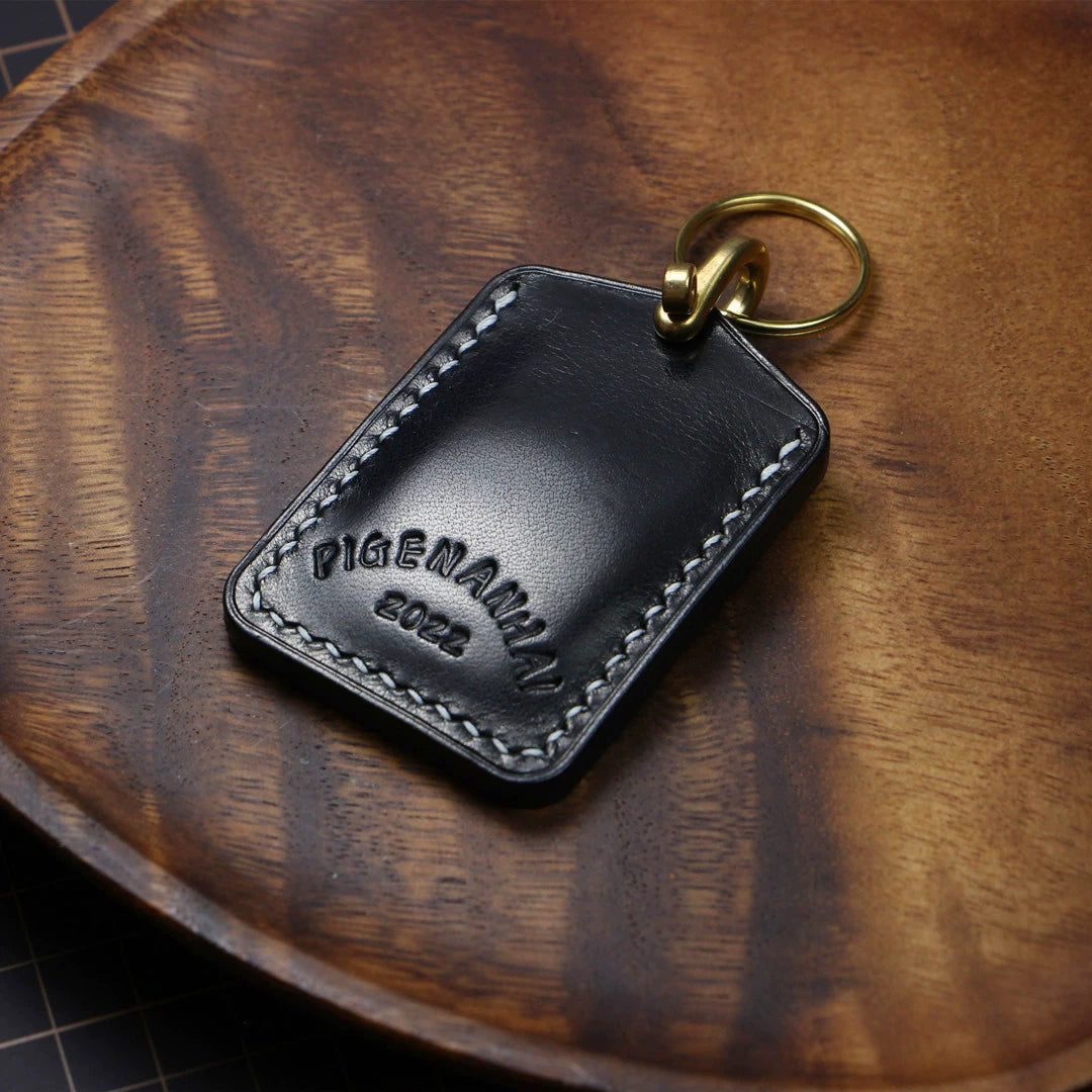 Handmade Full-Grain Cowhide Leather Keychain Set – 3 Shapes