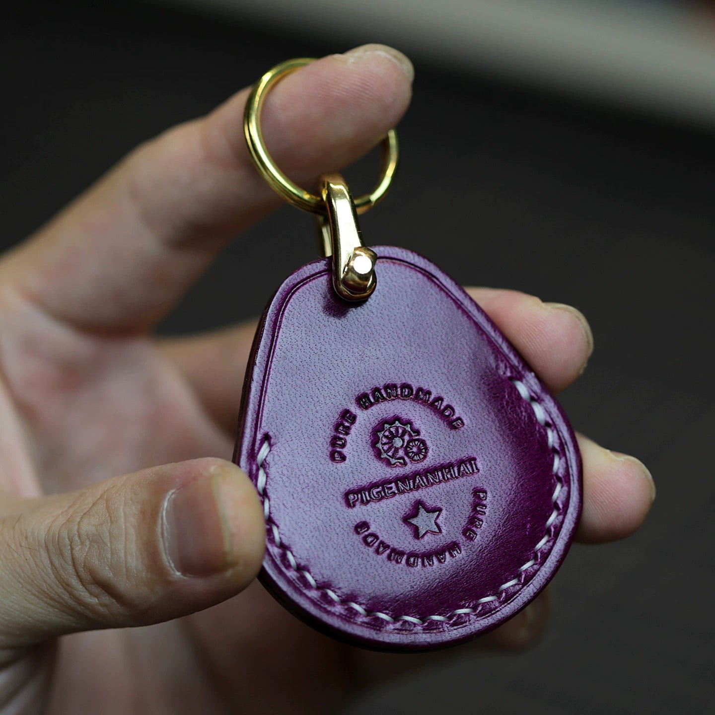 Handmade Full-Grain Cowhide Leather Keychain Set – 3 Shapes