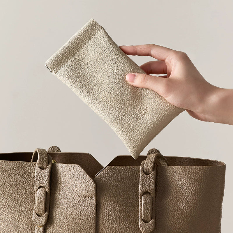 Slim Leather Glasses Case with Lychee Texture Protective Pouch