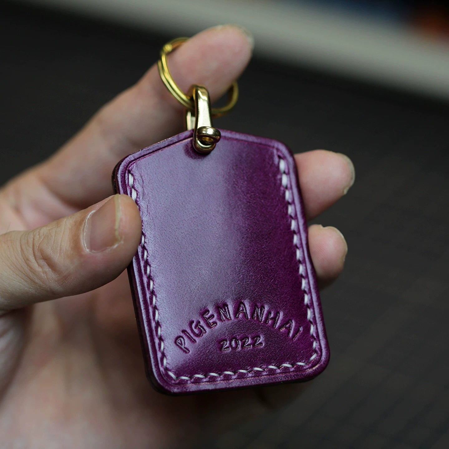 Handmade Full-Grain Cowhide Leather Keychain Set – 3 Shapes