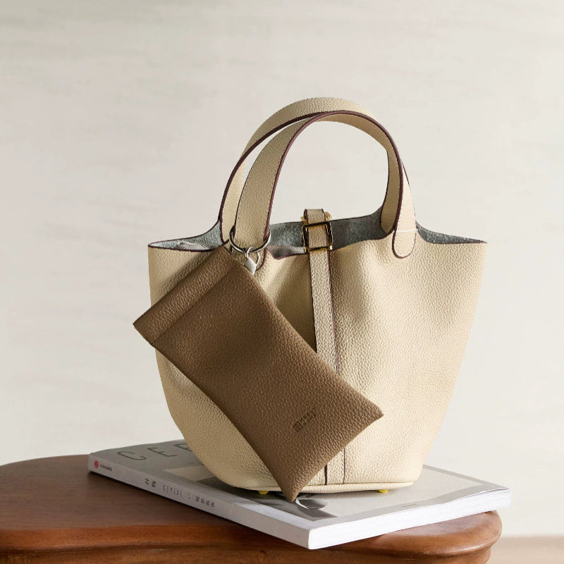 Slim Leather Glasses Case with Lychee Texture Protective Pouch